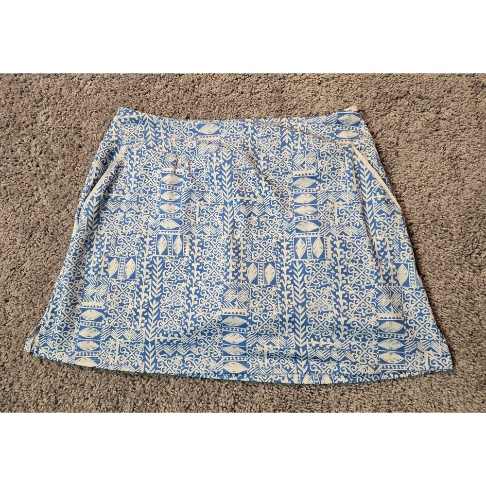 Sigrid Olsen Skort Skirt Blue White UPF-50 Pockets Golf Tennis size Large